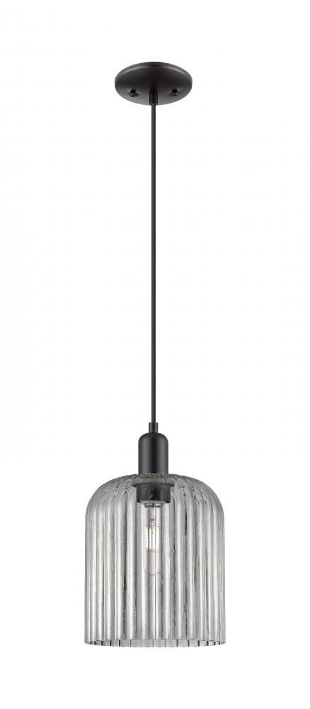 Bridal Veil - 1 Light - 8 inch - Matte Black - Cord hung - Mini Pendant