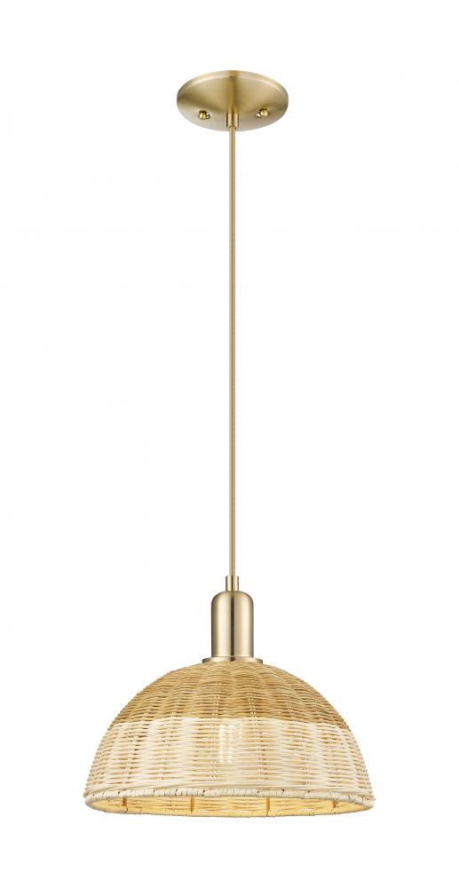 Natural Ballston Dome - 1 Light - 6 inch - Brushed Champagne Bronze - Cord hung - Mini Pendant