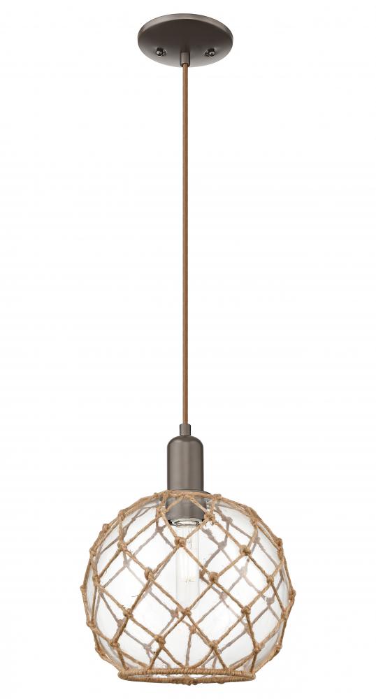 Farmhouse Rope - 1 Light - 10 inch - Oil Rubbed Bronze - Cord hung - Mini Pendant