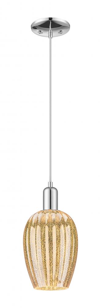 Preston Flute - 1 Light - 6 inch - Polished Chrome - Cord hung - Mini Pendant