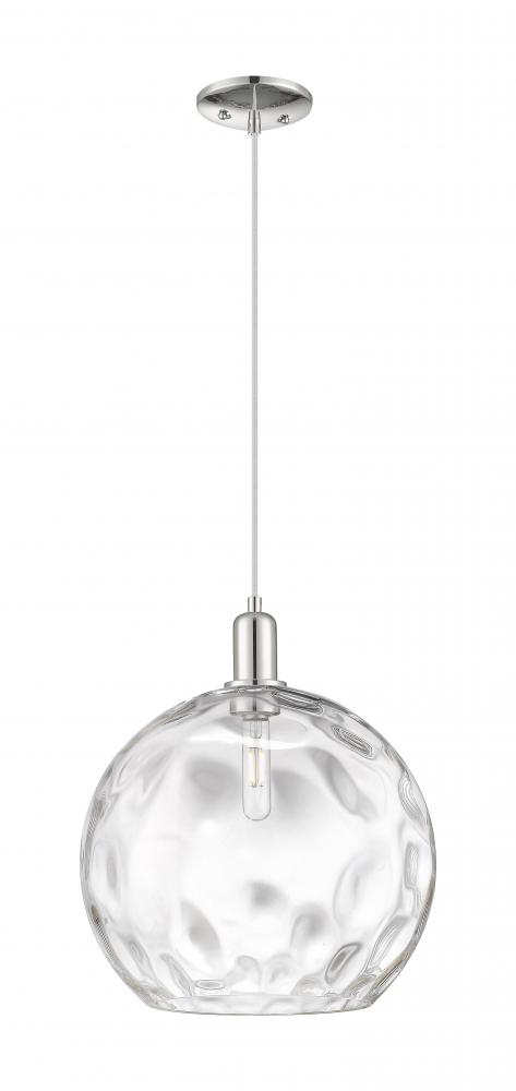 Athens Water Glass - 1 Light - 13 inch - Polished Nickel - Cord hung - Mini Pendant
