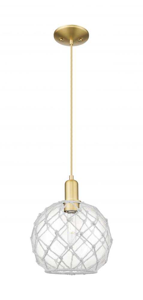 Farmhouse Rope - 1 Light - 10 inch - Satin Gold - Cord hung - Mini Pendant
