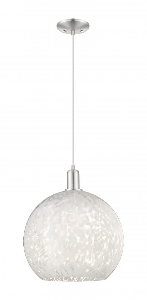 White Mouchette - 1 Light - 14 inch - Brushed Satin Nickel - Cord hung - Mini Pendant