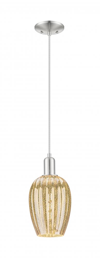 Preston Flute - 1 Light - 6 inch - Brushed Satin Nickel - Cord hung - Mini Pendant