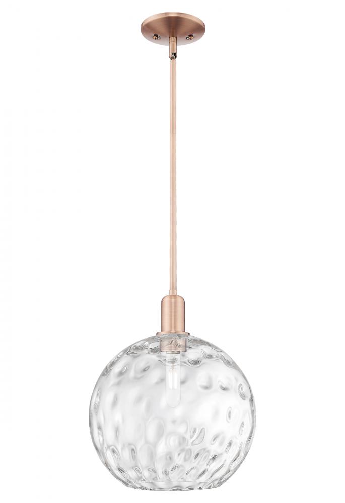 Athens Water Glass - 1 Light - 12 inch - Antique Copper - Stem hung - Mini Pendant