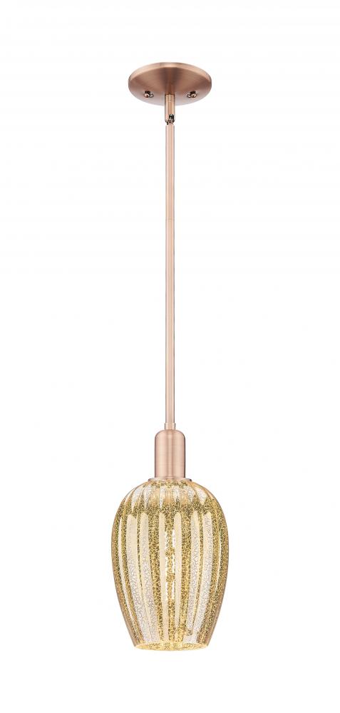 Preston Flute - 1 Light - 6 inch - Antique Copper - Mini Pendant