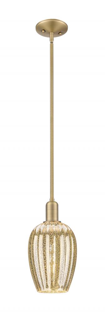 Preston Flute - 1 Light - 6 inch - Brushed Brass - Mini Pendant