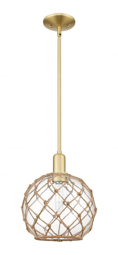 Farmhouse Rope - 1 Light - 10 inch - Satin Gold - Stem hung - Mini Pendant