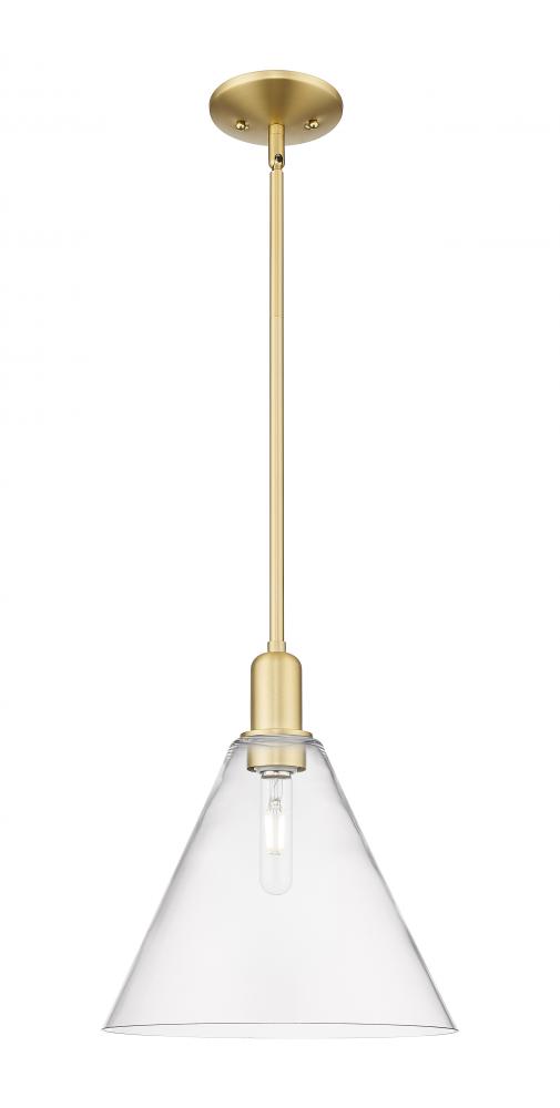 Berkshire Glass - 1 Light - 12 inch - Satin Gold - Stem hung - Mini Pendant