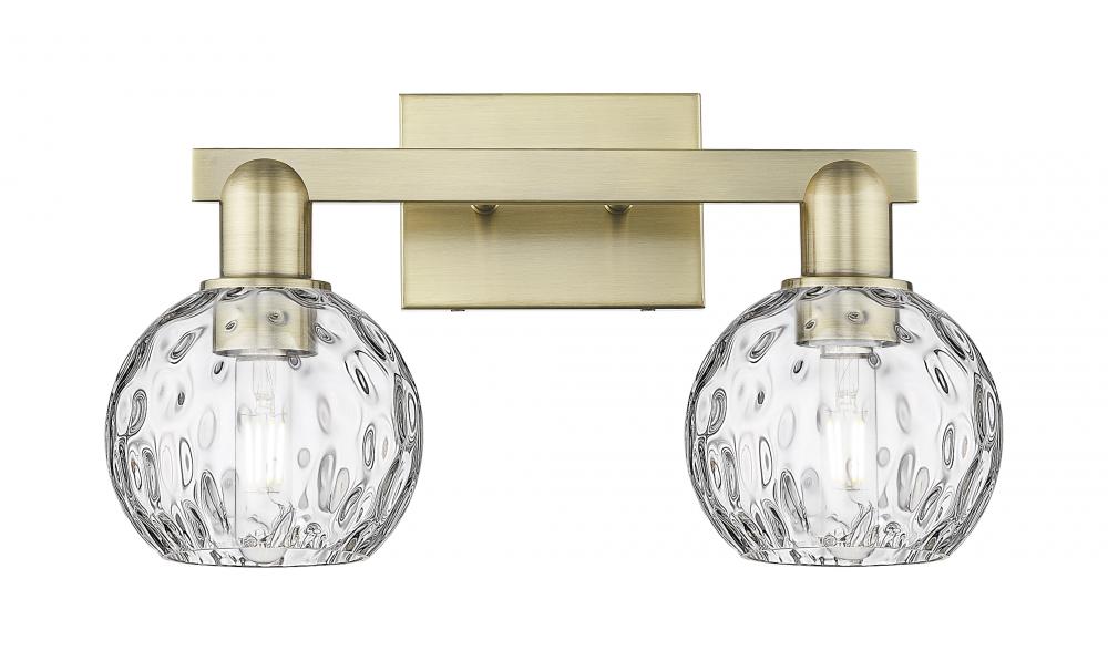 Athens Water Glass - 2 Light - 17 inch - Antique Brass - Bath Vanity Light