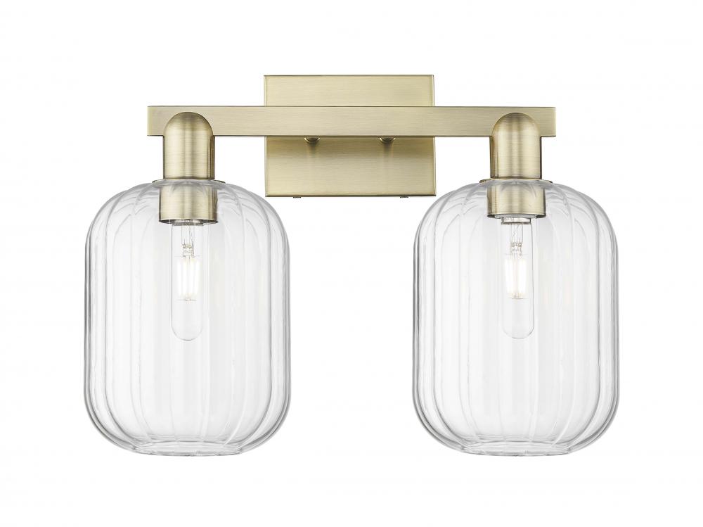 Preston Cylinder - 2 Light - 16 inch - Antique Brass - Bath Vanity Light
