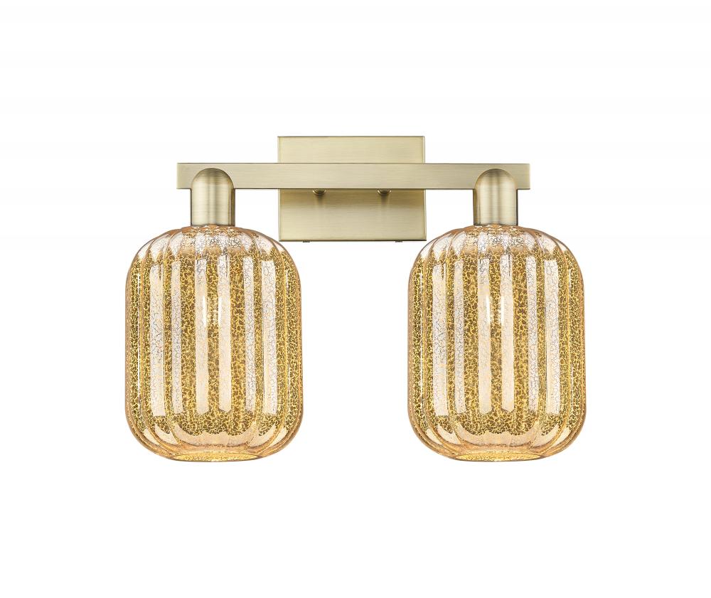 Preston Cylinder - 2 Light - 16 inch - Antique Brass - Bath Vanity Light
