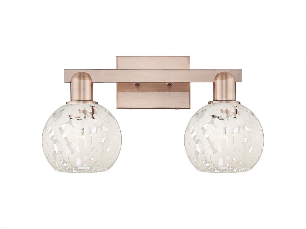 White Mouchette - 2 Light - 17 inch - Antique Copper - Bath Vanity Light