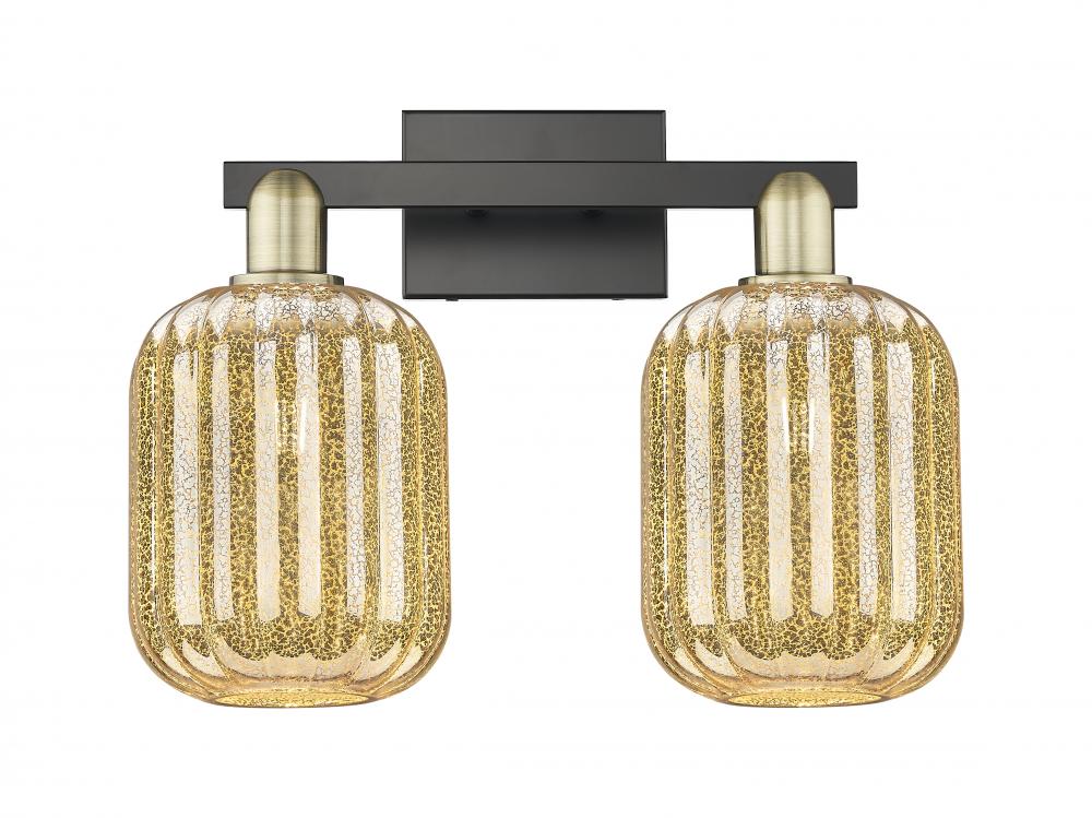 Preston Cylinder - 2 Light - 16 inch - Black Antique Brass - Bath Vanity Light
