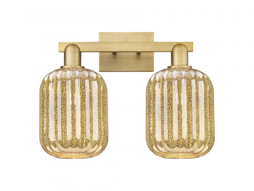 Preston Cylinder - 2 Light - 16 inch - Brushed Brass - Bath Vanity Light