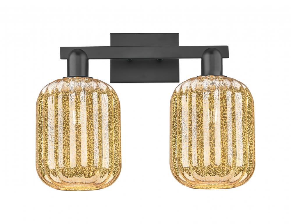 Preston Cylinder - 2 Light - 16 inch - Matte Black - Bath Vanity Light