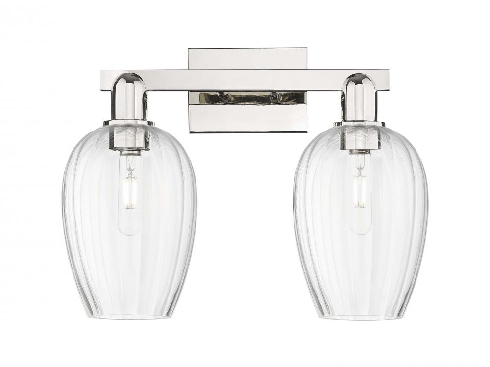 Preston Flute - 2 Light - 16 inch - Polished Nickel - Bath Vanity Light