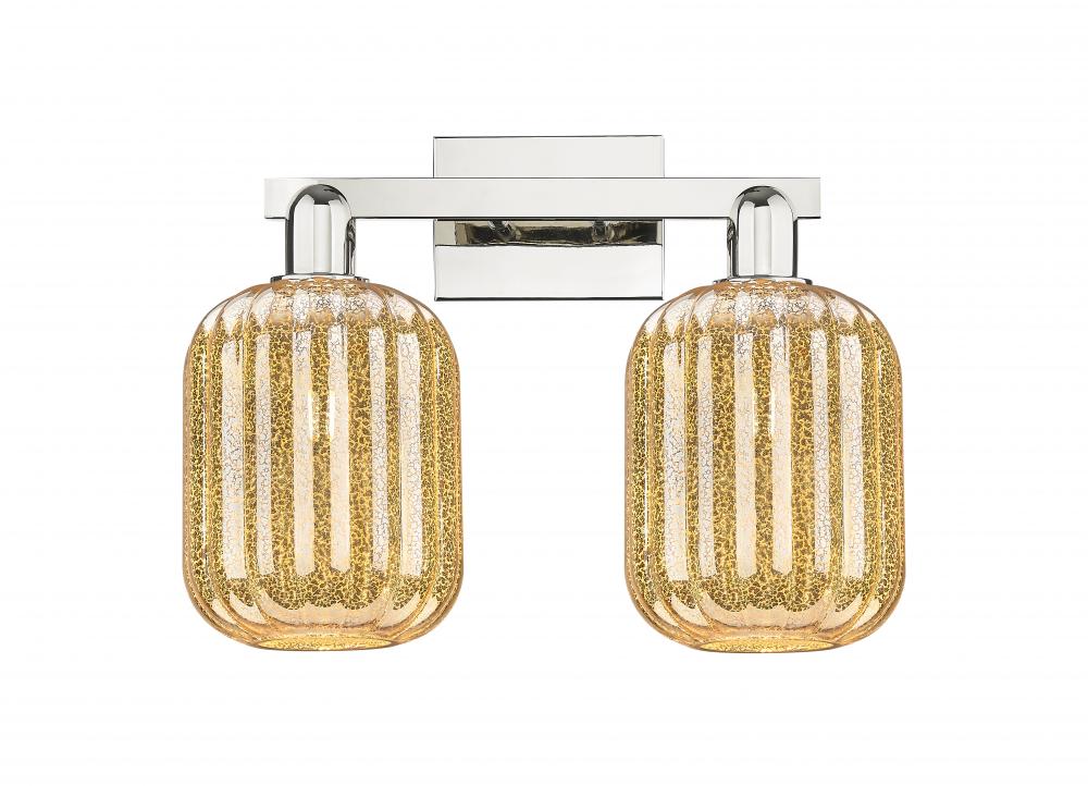 Preston Cylinder - 2 Light - 16 inch - Polished Nickel - Bath Vanity Light