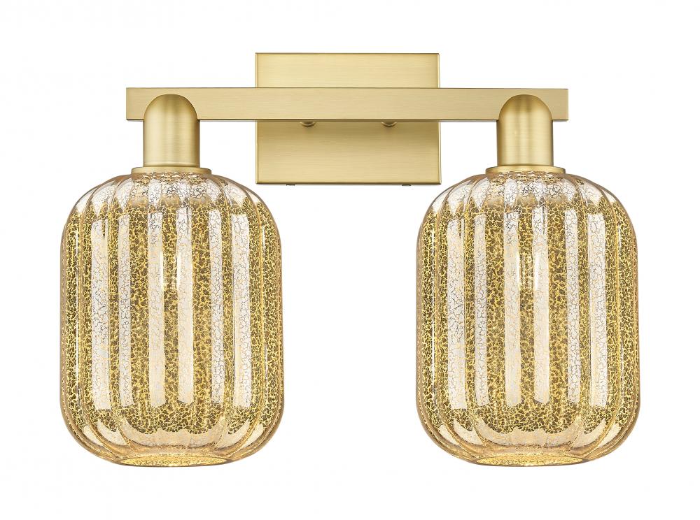 Preston Cylinder - 2 Light - 16 inch - Satin Gold - Bath Vanity Light