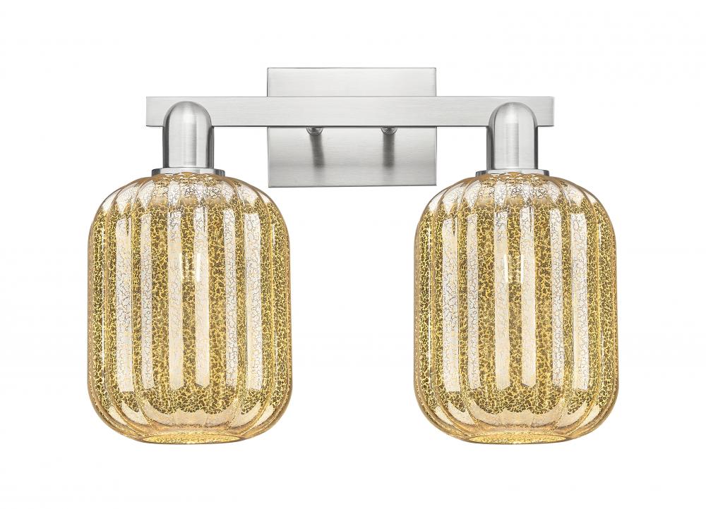 Preston Cylinder - 2 Light - 16 inch - Brushed Satin Nickel - Bath Vanity Light