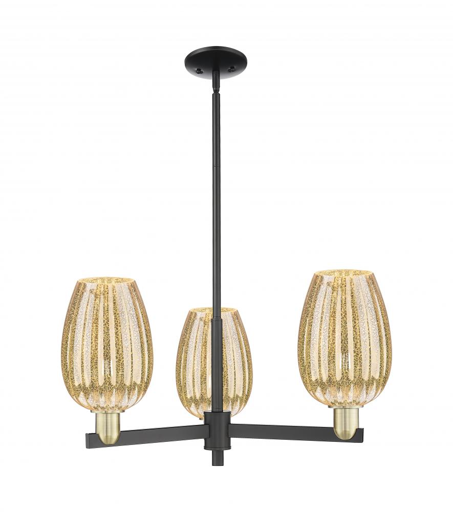 Preston Flute - 3 Light - 18 inch - Black Antique Brass - Flush Mount