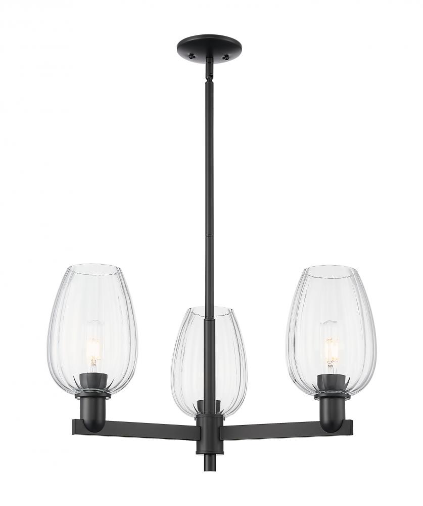 Preston Flute - 3 Light - 18 inch - Matte Black - Flush Mount