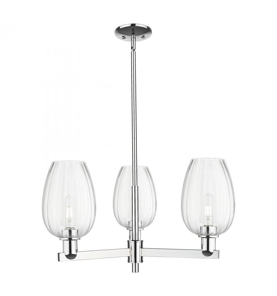 Preston Flute - 3 Light - 18 inch - Polished Chrome - Flush Mount