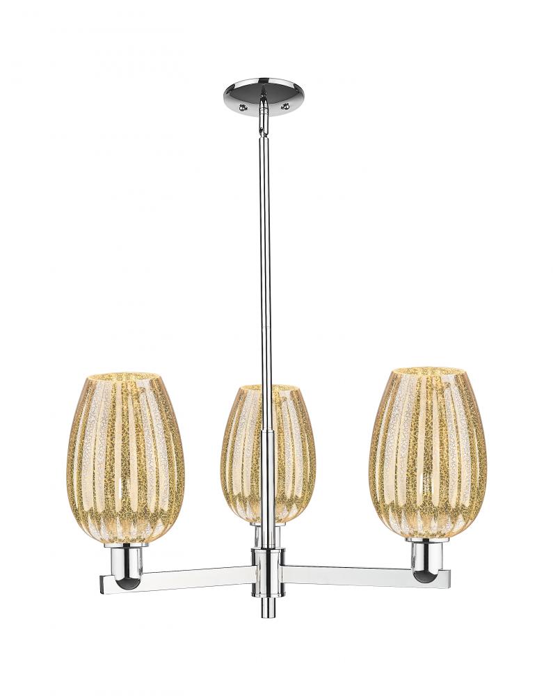 Preston Flute - 3 Light - 18 inch - Polished Chrome - Flush Mount