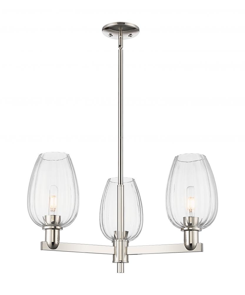 Preston Flute - 3 Light - 18 inch - Polished Nickel - Flush Mount