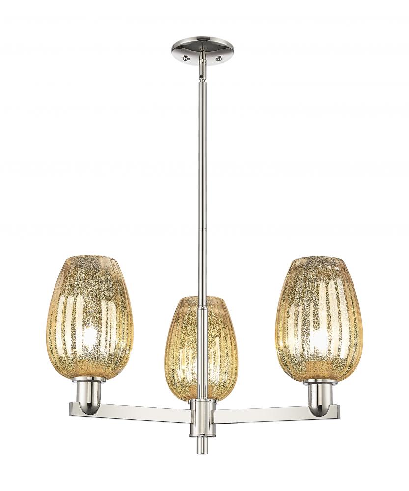 Preston Flute - 3 Light - 18 inch - Polished Nickel - Flush Mount