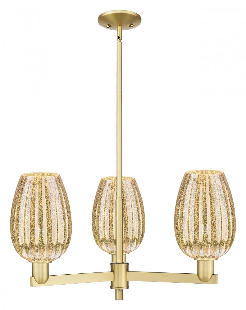 Preston Flute - 3 Light - 18 inch - Satin Gold - Flush Mount