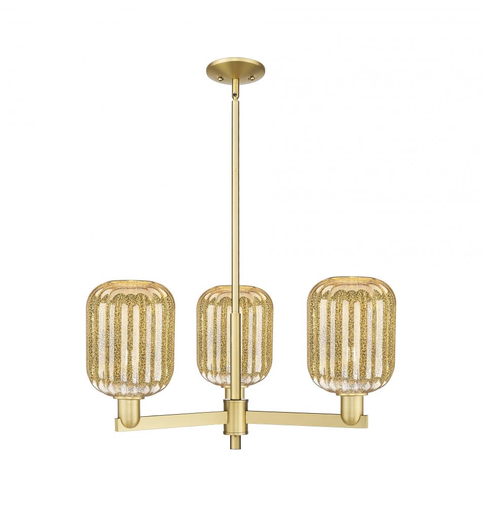 Preston Cylinder - 3 Light - 18 inch - Satin Gold - Flush Mount