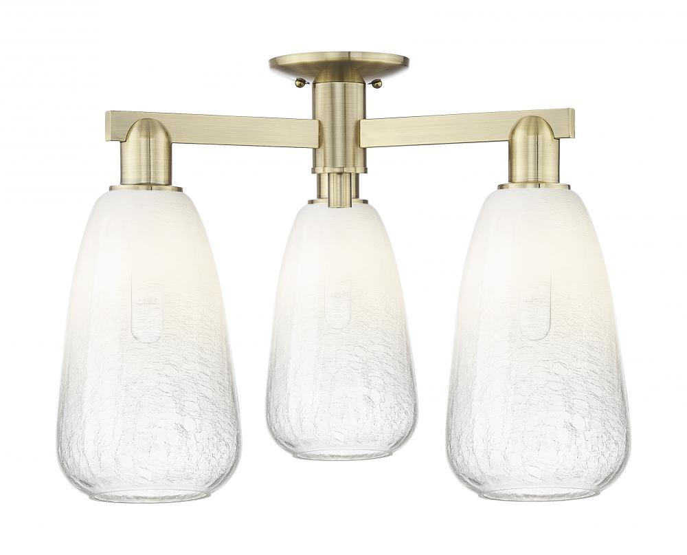 Brookhaven Almond - 3 Light - 6 inch - Antique Brass - Semi-Flush Mount