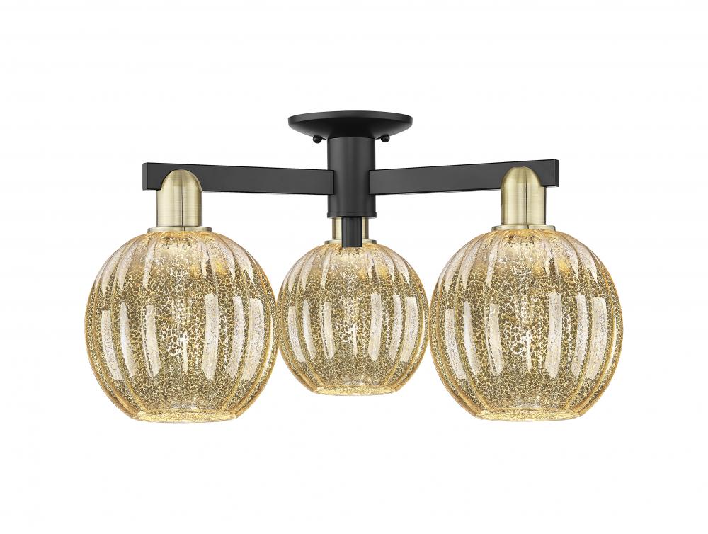 Preston - 3 Light - 6 inch - Black Antique Brass - Semi-Flush Mount