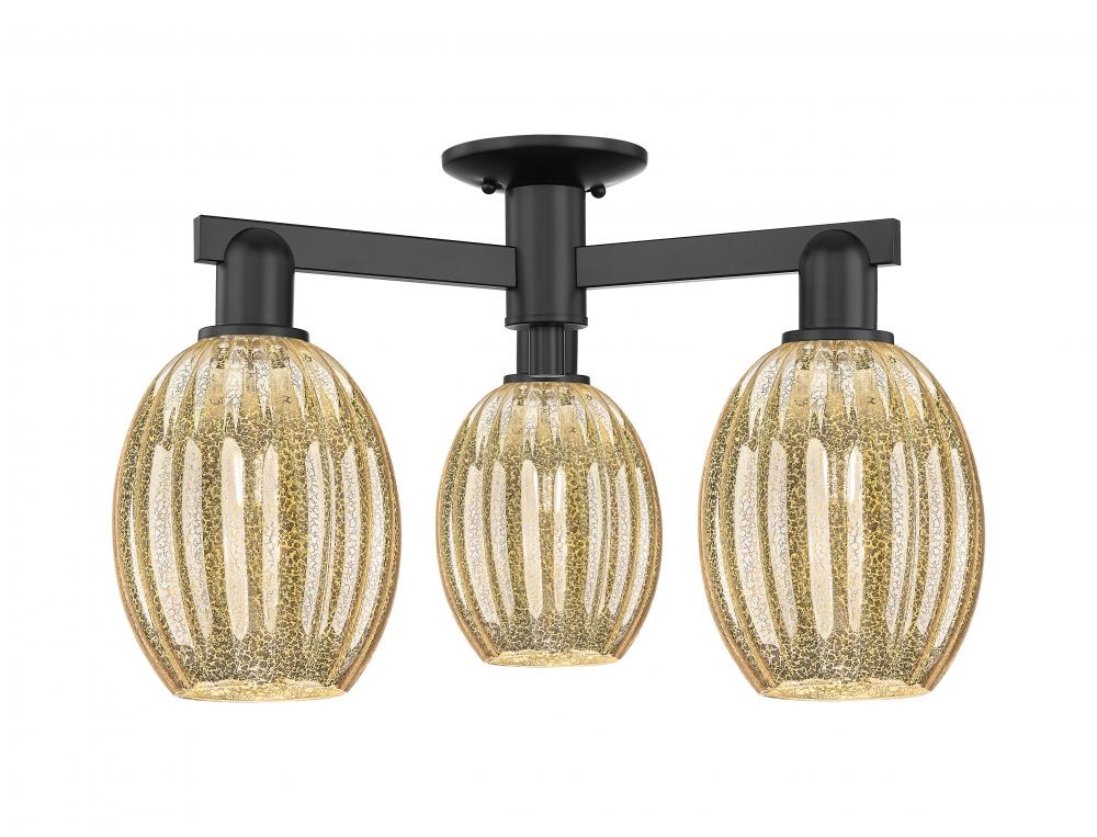 Preston Bulb - 3 Light - 6 inch - Matte Black - Semi-Flush Mount