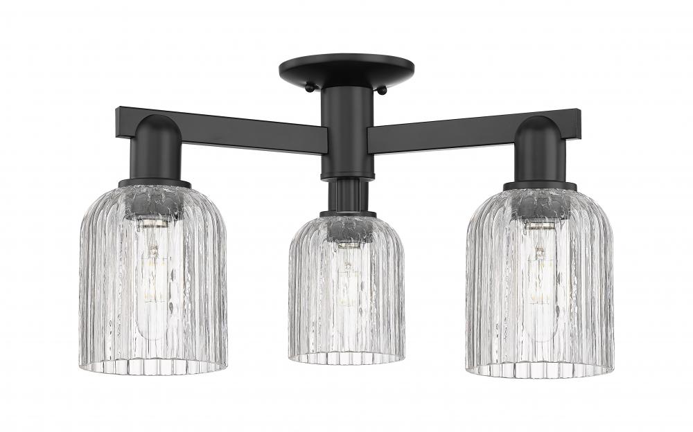 Bridal Veil - 3 Light - 6 inch - Matte Black - Semi-Flush Mount