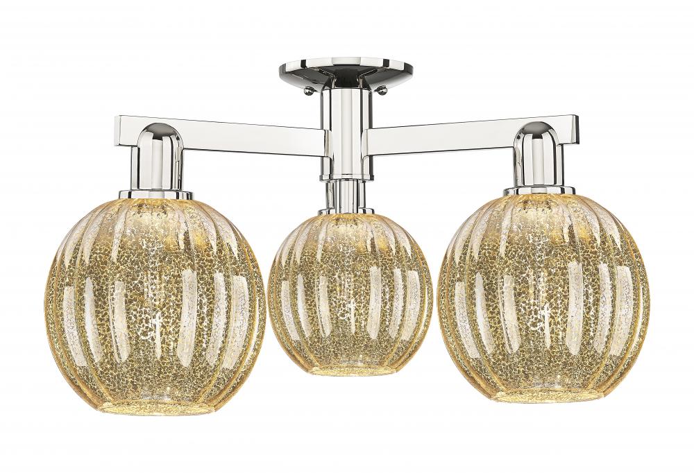 Preston - 3 Light - 6 inch - Polished Nickel - Semi-Flush Mount