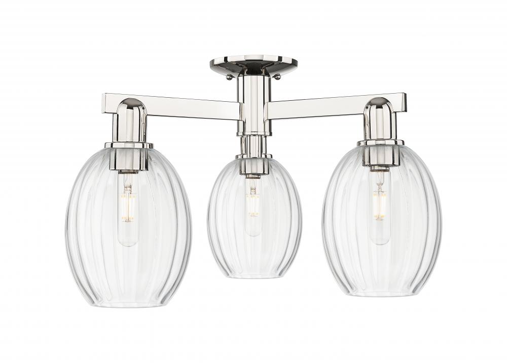 Preston Bulb - 3 Light - 6 inch - Polished Nickel - Semi-Flush Mount