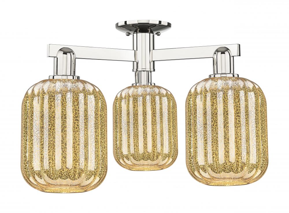 Preston - 3 Light - 6 inch - Polished Nickel - Semi-Flush Mount