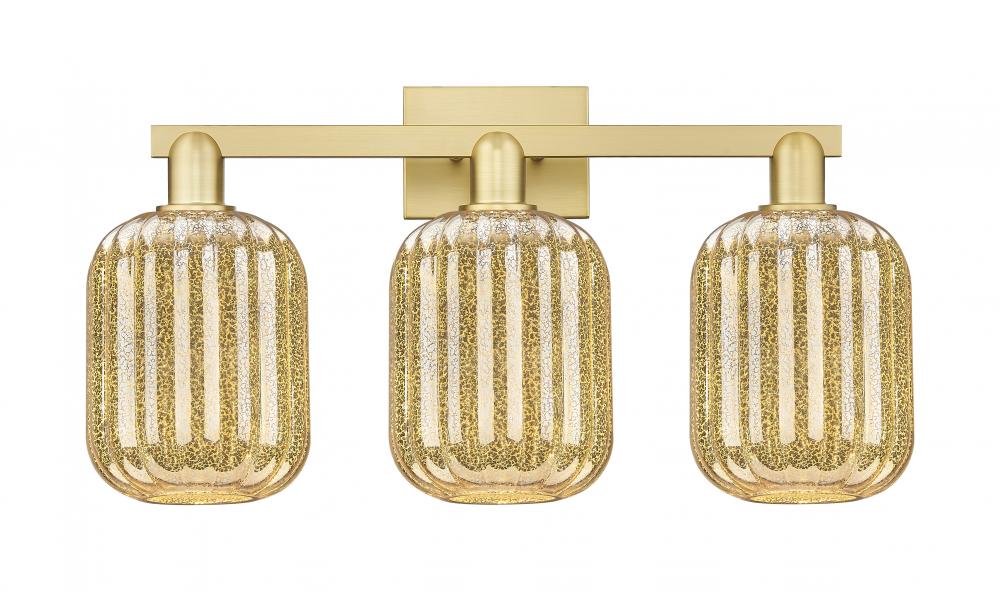Preston Cylinder - 3 Light - 26 inch - Satin Gold - Bath Vanity Light