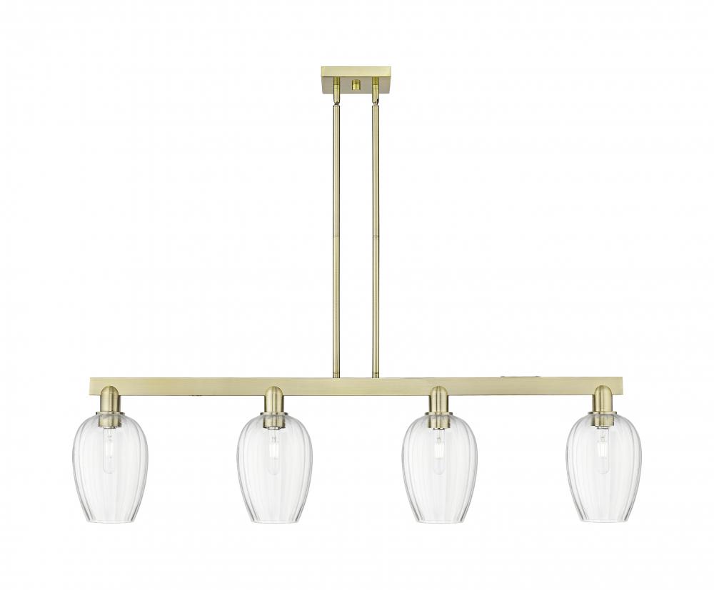 Preston Flute - 4 Light - 48 inch - Antique Brass - Cord hung - Island Light