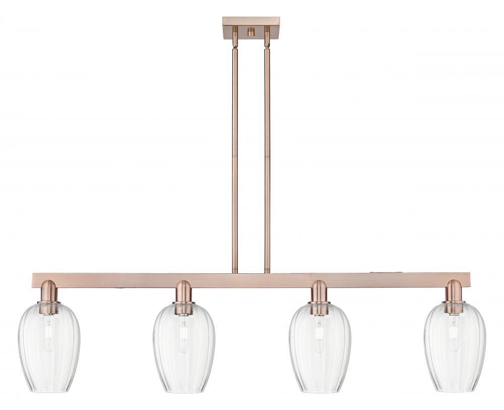 Preston Flute - 4 Light - 48 inch - Antique Copper - Cord hung - Island Light