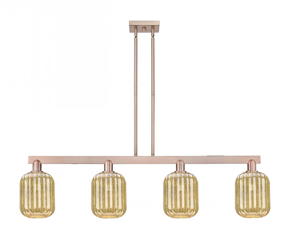 Preston Cylinder - 4 Light - 48 inch - Antique Copper - Cord hung - Island Light