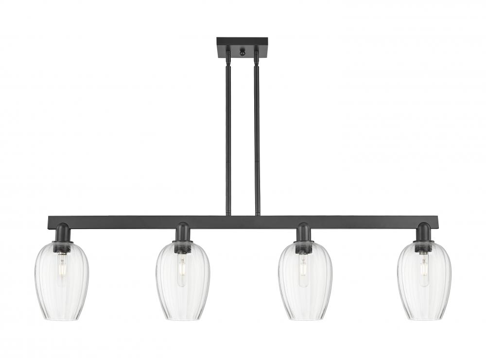 Preston Flute - 4 Light - 48 inch - Matte Black - Cord hung - Island Light
