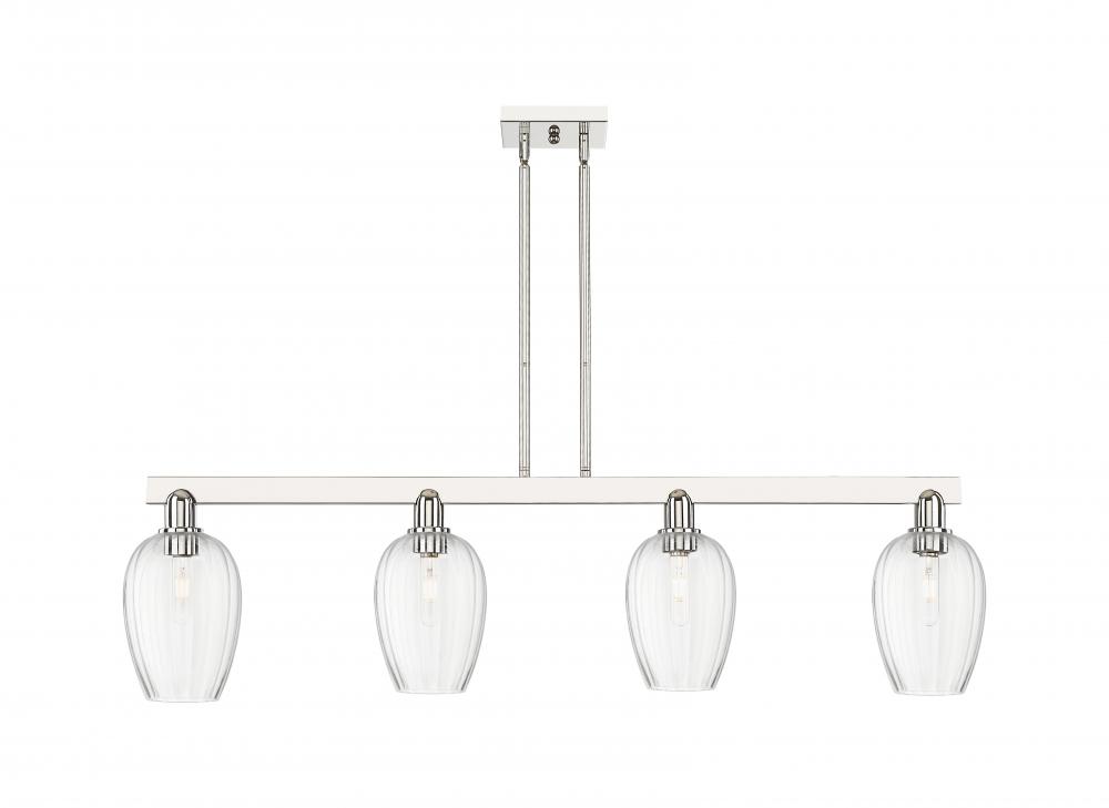 Preston Flute - 4 Light - 48 inch - Polished Nickel - Cord hung - Island Light