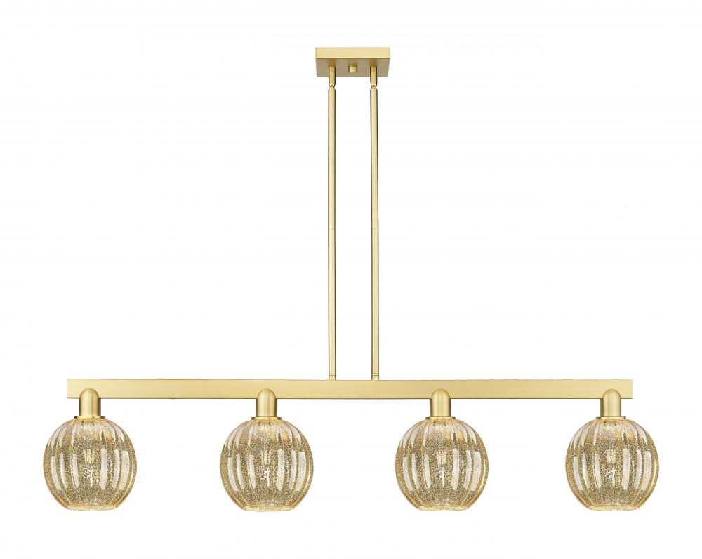 Preston Globe - 4 Light - 48 inch - Satin Gold - Cord hung - Island Light