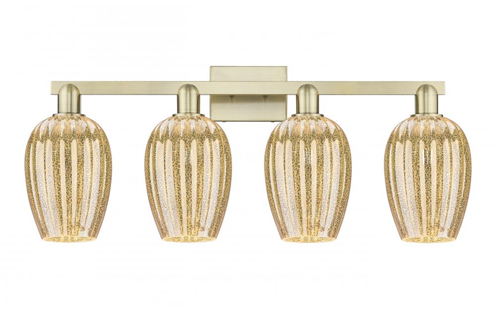 Preston Flute - 4 Light - 36 inch - Antique Brass - Bath Vanity Light