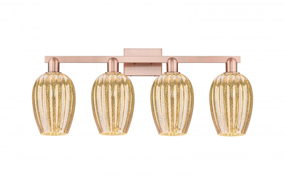 Preston Flute - 4 Light - 36 inch - Antique Copper - Bath Vanity Light