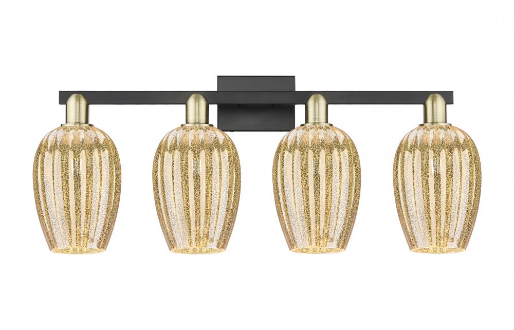 Preston Flute - 4 Light - 36 inch - Black Antique Brass - Bath Vanity Light
