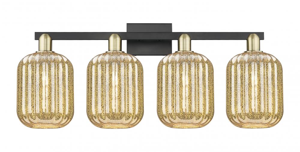 Preston Cylinder - 4 Light - 36 inch - Black Antique Brass - Bath Vanity Light